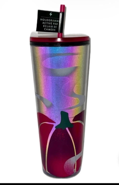 Starbucks Halloween "Holographic Pumpkin" Camera Flash Activated Tumbler 24oz.