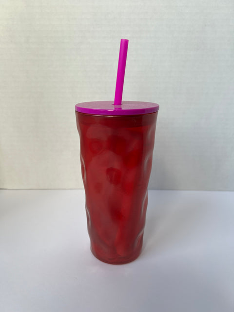 Starbucks Mexico "Cherry Red Dented" Glass Tumbler 16oz. (2022)