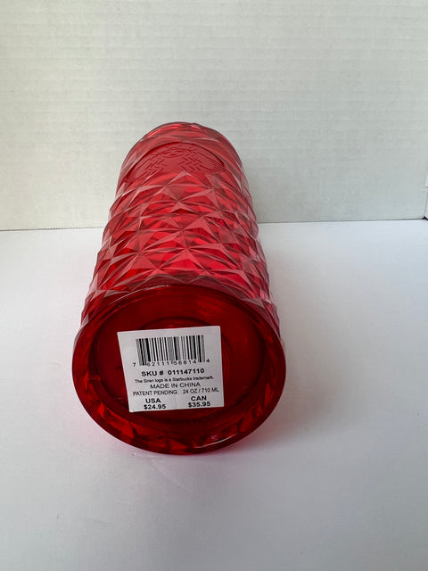 Starbucks "Poinsettia" Red Diamond Prism Tumbler 24oz.