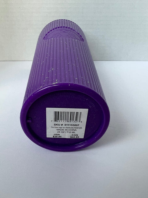 Starbucks Halloween "Purple Splatter" Pleated Tumbler (glow in the dark) 24oz.