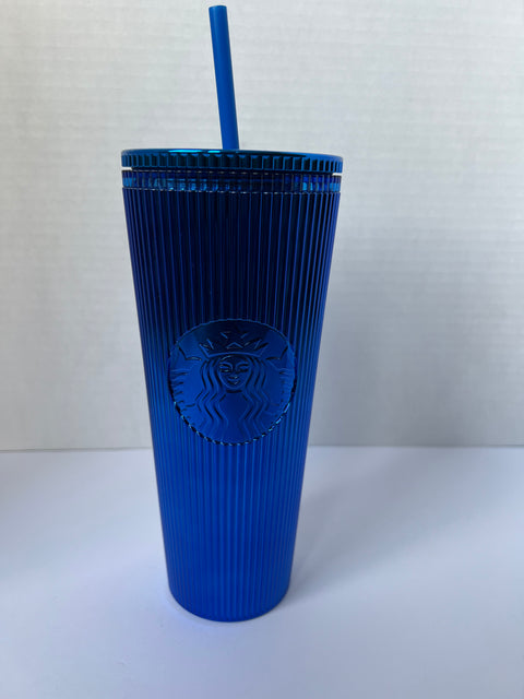 Starbucks "Royal Blue Metallic Sapphire" Pleated Tumbler 24oz. (2024)