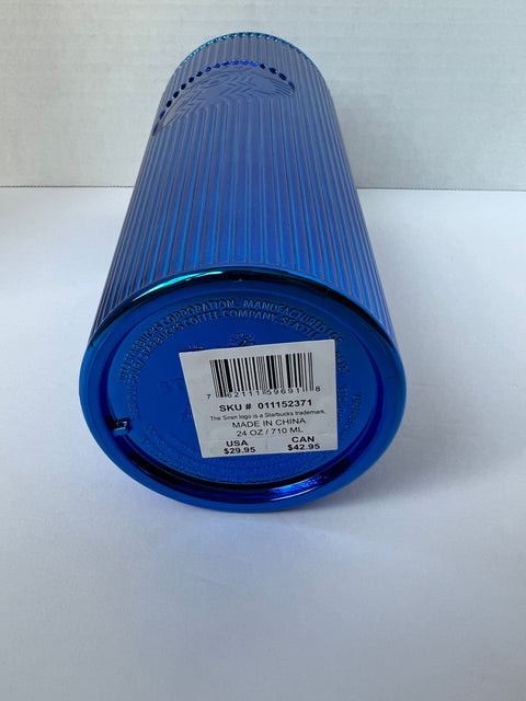 Starbucks "Royal Blue Metallic Sapphire" Pleated Tumbler 24oz. (2024)