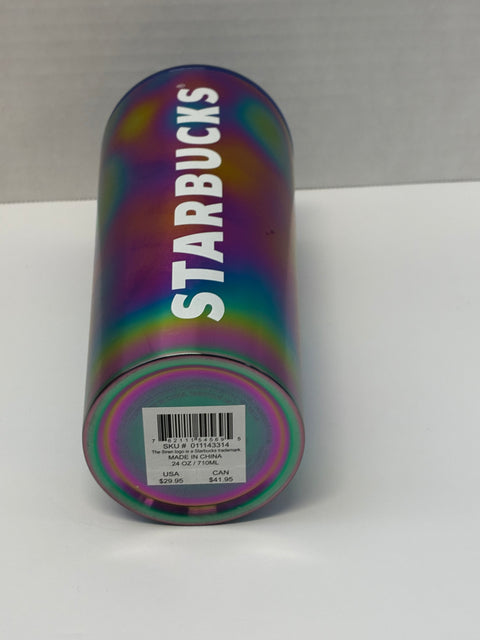 Starbucks "Rainbow Oil Slick" Stainless Steel Tumbler 24oz.