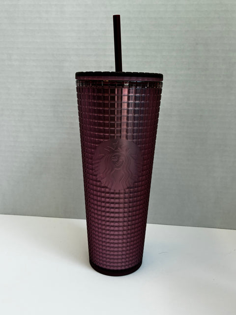 Starbucks "Dusty Rose Berry" Grid Soft-Touch Tumbler 24oz.