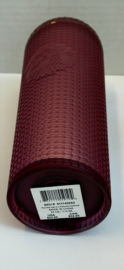 Starbucks "Dusty Rose Berry" Grid Soft-Touch Tumbler 24oz.