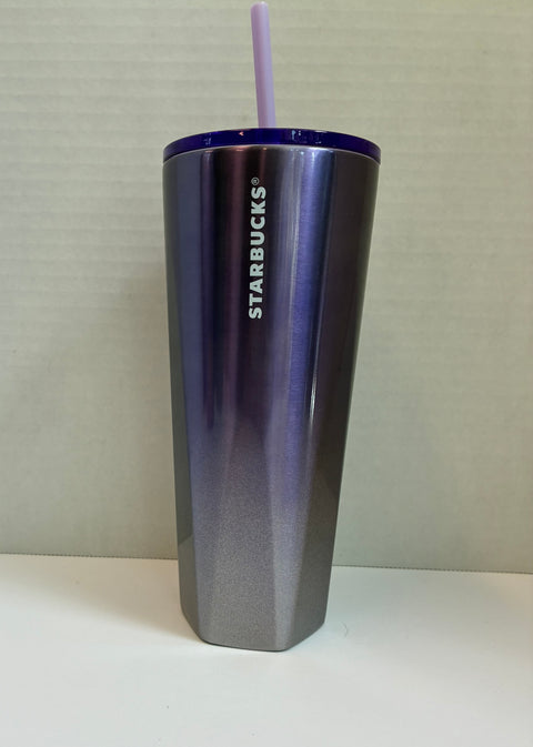 Starbucks "Lilac Silver Ombre Angles" Recycled Stainless Steel Tumbler 24oz.