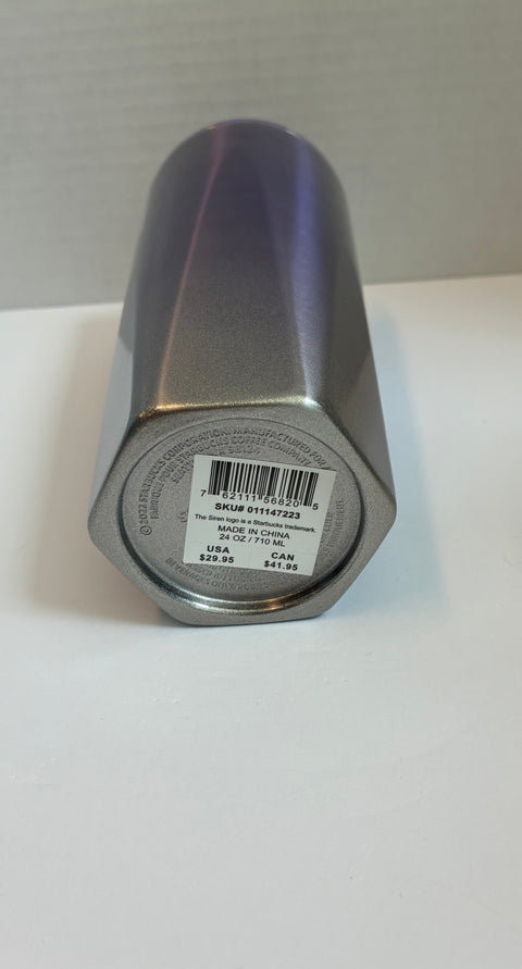 Starbucks "Lilac Silver Ombre Angles" Recycled Stainless Steel Tumbler 24oz.