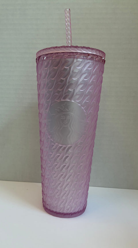 Starbucks Pink "Cable Knit" Textured Soft-Touch Tumbler 24oz.
