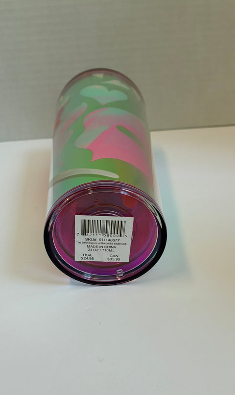 Starbucks "Hydrangeas & Hearts" Tumbler 24oz. w. Heart Straw