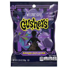 Gushers RARE Wednesday Addams Blueberry Grape Fruit Snacks (4.25oz./8 packs per box)